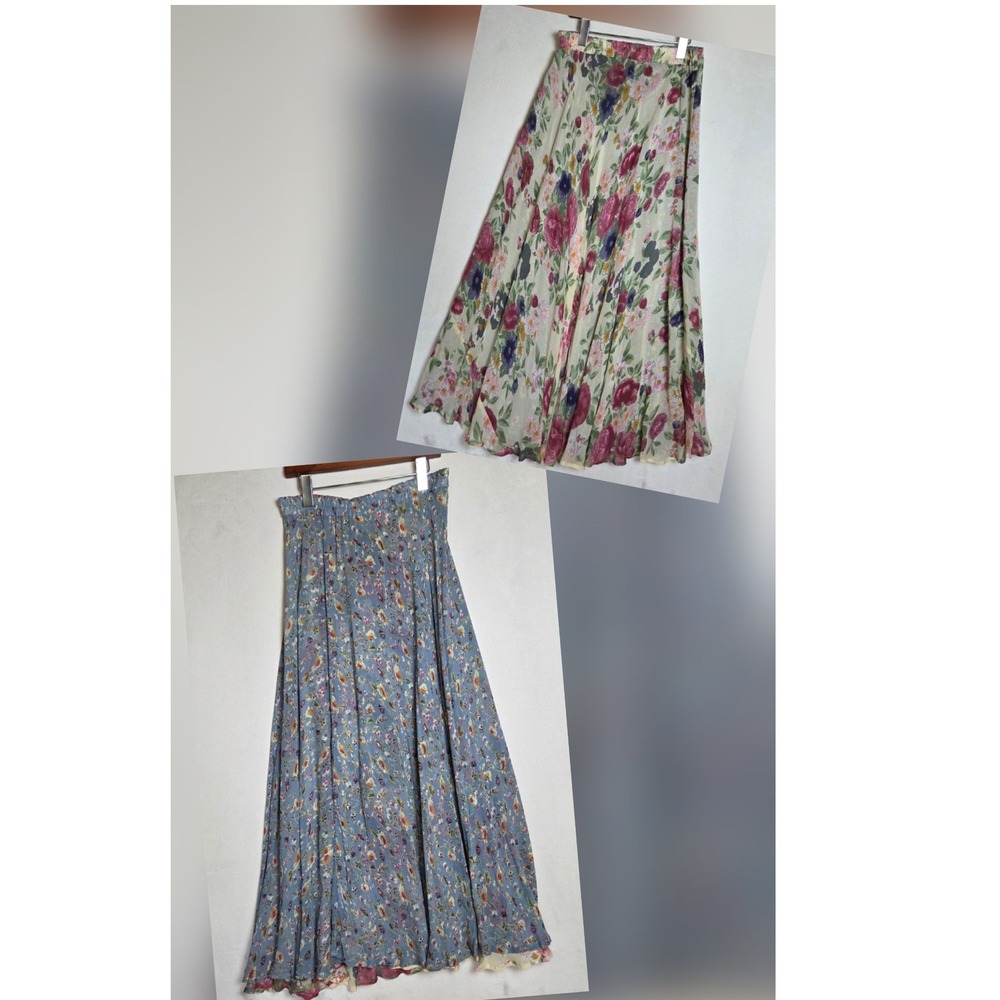Vintage Carol Anderson Maxi Skirt L Reversible Floral Fall Spring Cottagecore